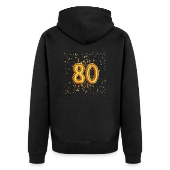 80 ans de conception de ballons - Veste à capuche bio Premium Unisexe - noir - Dos - Nico (187cm)