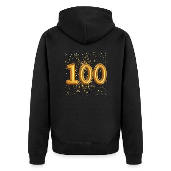 100 ans de conception de ballons - Veste à capuche bio Premium Unisexe - noir - Dos - Nico (187cm)