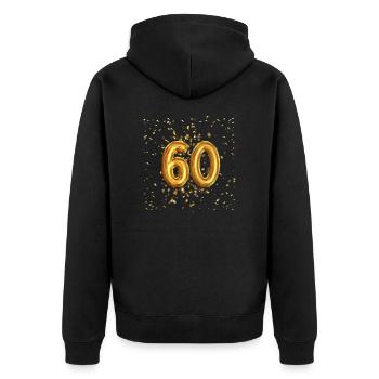 60 ans de conception de ballons - Veste à capuche bio Premium Unisexe - noir - Dos - Nico (187cm)