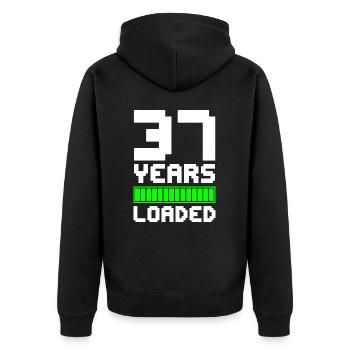 37 Years Loaded 37th Birthday - Unisex Premium Organic Zip Hoodie - black - Back - Nico (187cm)