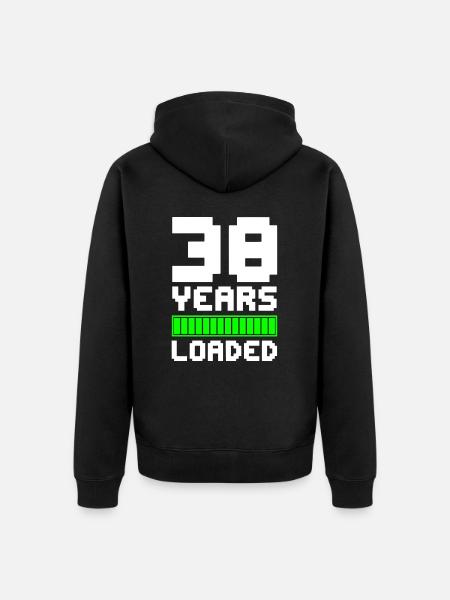 38 Years Loaded 38th Birthday - Unisex Premium Organic Zip Hoodie - black