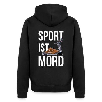 Sport ist Mord1 - Unisex Premium Bio Zip Hoodie - Schwarz - Hinten - Nico (187cm)