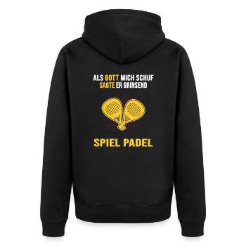 Padel PADELTENNIS Padelspieler Padeltennis-gott - Unisex Premium Bio Zip Hoodie - Schwarz - Hinten - Nico (187cm)