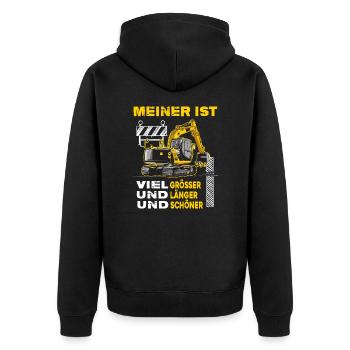 Bagger Baggerschaufel Baggerfahrer Baustelle - Unisex Premium Bio Zip Hoodie - Schwarz - Hinten - Nico (187cm)