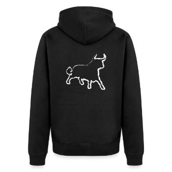 Stier | Büffel | Toro | Bulle - Unisex Premium Bio Zip Hoodie - Schwarz - Hinten - Nico (187cm)