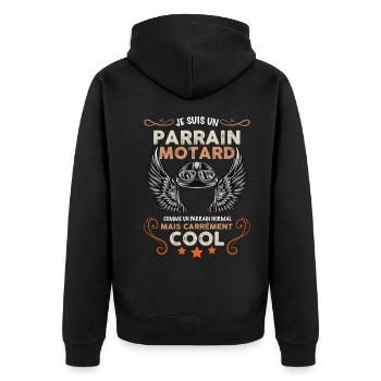 Parrain Motard Trop Cool - Veste à capuche bio Premium Unisexe - noir - Dos - Nico (187cm)
