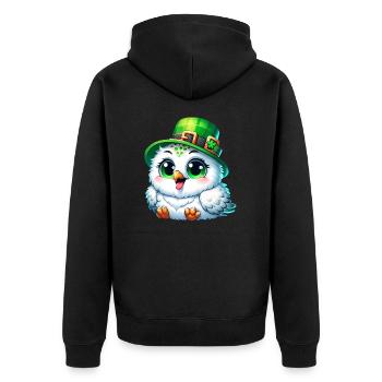 St. Patrick's Süße Schneeeule - Unisex Premium Bio Zip Hoodie - Schwarz - Hinten - Nico (187cm)