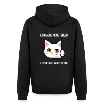 Katze Katzen Katzenliebhaber Lustige Katze Kater - Unisex Premium Bio Zip Hoodie - Schwarz - Hinten - Nico (187cm)