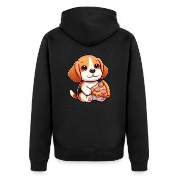 Pizza au salami pour chien Beagle - Veste à capuche bio Premium Unisexe - noir - Dos - Nico (187cm)