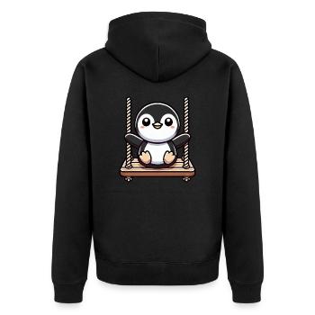 Cute Penguin Swing Cartoon Playground - Unisex Premium Organic Zip Hoodie - black - Back - Nico (187cm)