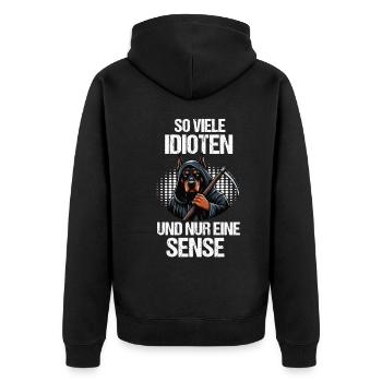 So Viele Idioten Dobermann Dobermannbesitzer - Unisex Premium Bio Zip Hoodie - Schwarz - Hinten - Nico (187cm)