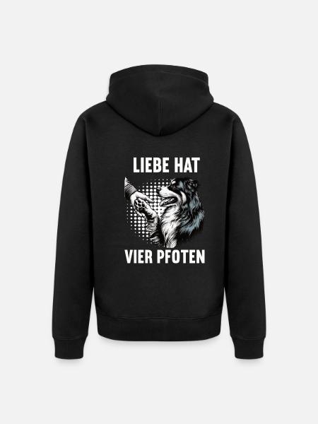 Liebe hat Vier Pfoten Australian Shepherd Aussie - Unisex Premium Bio Zip Hoodie - Schwarz