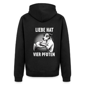 Liebe hat Vier Pfoten Jack Russel terrier Jackie - Unisex Premium Bio Zip Hoodie - Schwarz - Hinten - Nico (187cm)