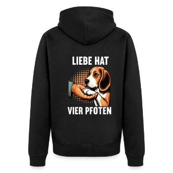 Liebe hat Vier Pfoten Beagle Beaglebesitzer Hund - Unisex Premium Bio Zip Hoodie - Schwarz - Hinten - Nico (187cm)