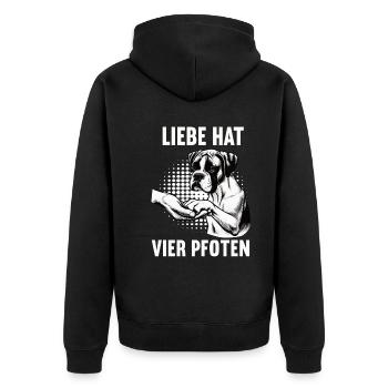 Liebe hat Vier Pfoten Boxer Boxerhalter Boxerhund - Unisex Premium Bio Zip Hoodie - Schwarz - Hinten - Nico (187cm)