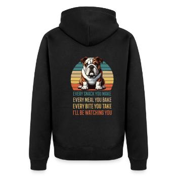 Every Snack you make English Bulldog Bully - Unisex Premium Organic Zip Hoodie - black - Back - Nico (187cm)
