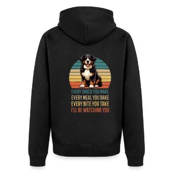 Every Snack You make Berner Sennenhund Sennen - Unisex Premium Bio Zip Hoodie - Schwarz - Hinten - Nico (187cm)