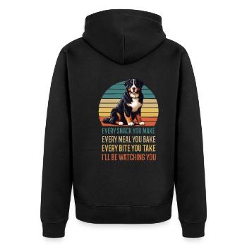 Every Snack You make Berner Sennenhund Sennen - Unisex Premium Bio Zip Hoodie - Schwarz - Hinten - Nico (187cm)
