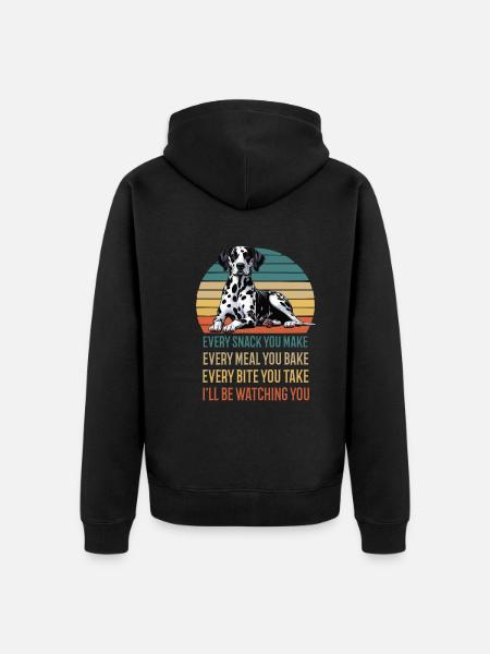 Jokainen välipala, jonka teet Dalmatian dalmatialainen pitäjä - Premium unisex luomu-huppari vetoketjulla - musta