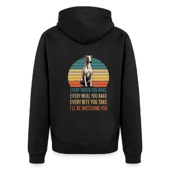 Every Snack you make Whippet Windhund Whippets - Unisex Premium Bio Zip Hoodie - Schwarz - Hinten - Nico (187cm)