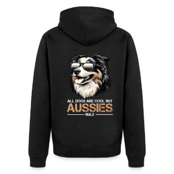 All Dogs are Cool Australian Shepherd Aussie - Unisex Premium Organic Zip Hoodie - black - Back - Nico (187cm)
