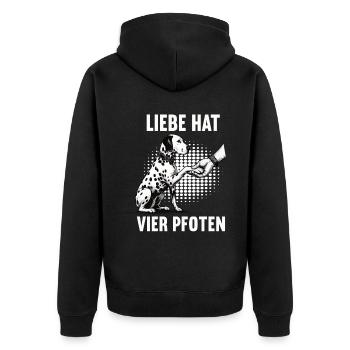 Liebe hat Vier Pfoten Dalmatiner Dalmatinerhalter - Unisex Premium Bio Zip Hoodie - Schwarz - Hinten - Nico (187cm)