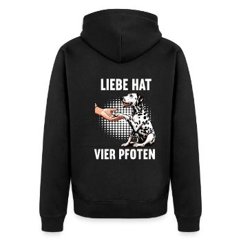 Liebe hat Vier Pfoten Dalmatiner Dalmatinerhalter - Unisex Premium Bio Zip Hoodie - Schwarz - Hinten - Nico (187cm)