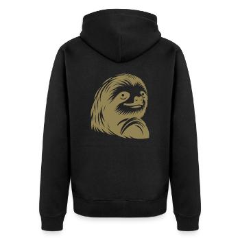 Reverent Sloth Face Portrait Silhouette - Unisex Premium Organic Zip Hoodie - black - Back - Nico (187cm)