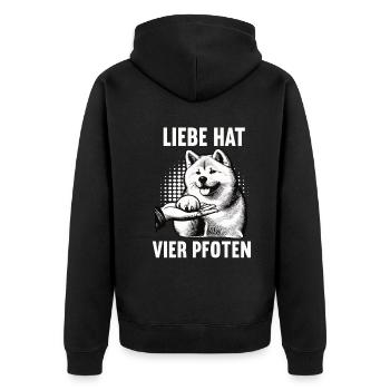 Liebe hat Vier Pfoten Akita Akitabesitzer Akitas - Unisex Premium Bio Zip Hoodie - Schwarz - Hinten - Nico (187cm)