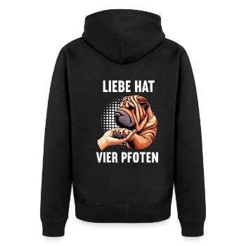 Liebe hat Vier Pfoten Shar Pei Shar Pei Besitzer - Unisex Premium Bio Zip Hoodie - Schwarz - Hinten - Nico (187cm)