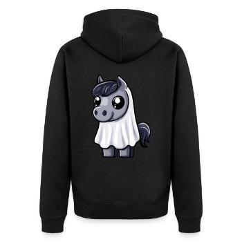 Pferd Halloween Comic Geist - Unisex Premium Bio Zip Hoodie - Schwarz - Hinten - Nico (187cm)