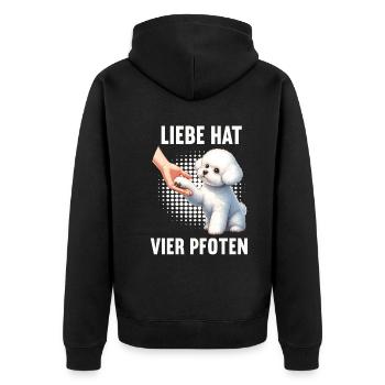 Liebe hat Vier Pfoten Bichon frise Bichon Hund - Unisex Premium Bio Zip Hoodie - Schwarz - Hinten - Nico (187cm)