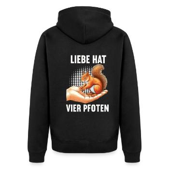 Liebe hat Vier Pfoten Eichhörnchen Eichhorn Nager - Unisex Premium Bio Zip Hoodie - Schwarz - Hinten - Nico (187cm)