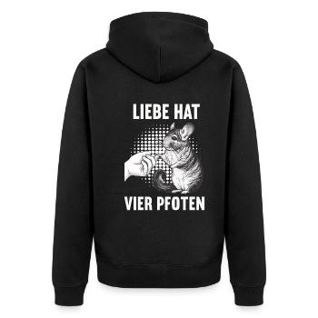 Liebe hat Vier Pfoten Chinchilla Chinchillas Nager - Unisex Premium Bio Zip Hoodie - Schwarz - Hinten - Nico (187cm)