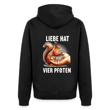 Liebe hat Vier Pfoten Eichhörnchen Eichhorn Nager - Unisex Premium Bio Zip Hoodie - Schwarz - Hinten - Nico (187cm)