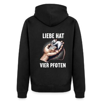 Liebe hat Vier Pfoten Ratte Ratten nagetier - Unisex Premium Bio Zip Hoodie - Schwarz - Hinten - Nico (187cm)