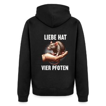 Liebe hat Vier Pfoten Ratte Ratten nagetier - Unisex Premium Bio Zip Hoodie - Schwarz - Hinten - Nico (187cm)