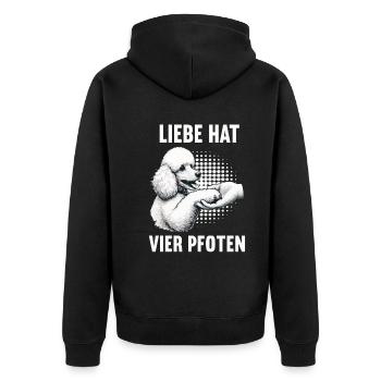 Liebe hat Vier Pfoten Pudel Pudelbesitzer Pudeln - Unisex Premium Bio Zip Hoodie - Schwarz - Hinten - Nico (187cm)