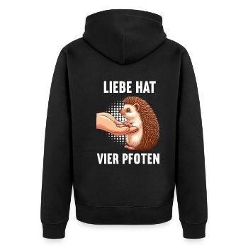 Liebe hat Vier Pfoten Igel Igelliebhaber Igelfan - Unisex Premium Bio Zip Hoodie - Schwarz - Hinten - Nico (187cm)