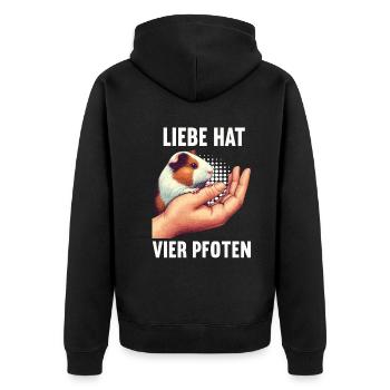 Liebe hat Vier Pfoten Meerschweinchen Meerschwein - Unisex Premium Bio Zip Hoodie - Schwarz - Hinten - Nico (187cm)