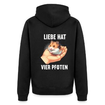 Liebe hat Vier pfoten Hamster Goldhamster Nager - Unisex Premium Bio Zip Hoodie - Schwarz - Hinten - Nico (187cm)