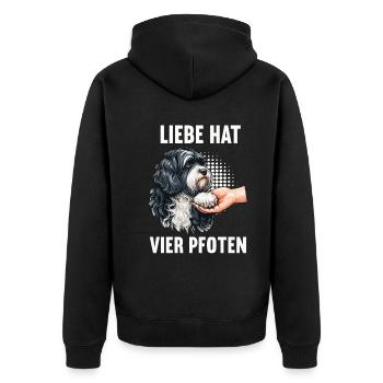 Liebe hat Vier Pfoten Havaneser Havaneserbesitzer - Unisex Premium Bio Zip Hoodie - Schwarz - Hinten - Nico (187cm)