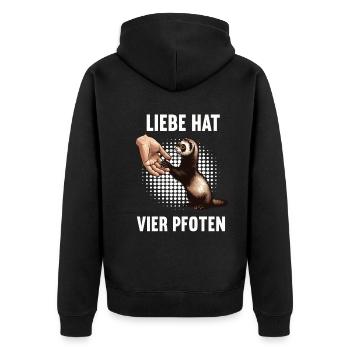 Liebe hat Vier Pfoten Frettchen Frettchenhalter - Unisex Premium Bio Zip Hoodie - Schwarz - Hinten - Nico (187cm)