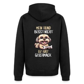 Mein Hund Beisst Nicht Bolonka Bolonka Zwetna - Unisex Premium Bio Zip Hoodie - Schwarz - Hinten - Nico (187cm)