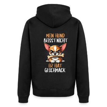 Mein Hund Beisst Nicht Chihuahua Chihuahuabesitzer - Unisex Premium Bio Zip Hoodie - Schwarz - Hinten - Nico (187cm)