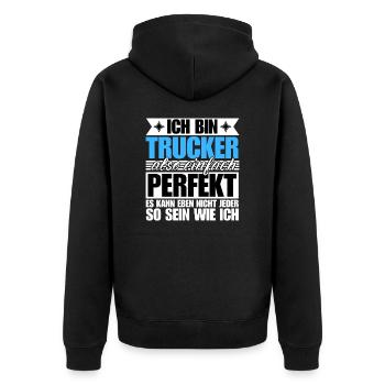 Perfekter Perfekter - Unisex Premium Bio Zip Hoodie - Schwarz - Hinten - Nico (187cm)