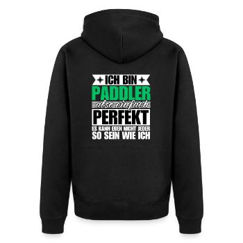 Perfekter Paddler - Unisex Premium Bio Zip Hoodie - Schwarz - Hinten - Nico (187cm)