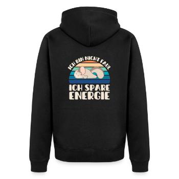 Ich bin nicht Faul Ich Spare Energie Chinchilla - Unisex Premium Bio Zip Hoodie - Schwarz - Hinten - Nico (187cm)