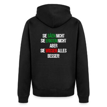 Bauern Demo Landwirt Sprüche Protest Demonstration - Unisex Premium Bio Zip Hoodie - Schwarz - Hinten - Nico (187cm)