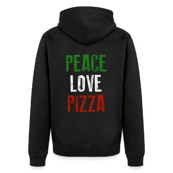 PEACE LOVE PIZZA Tricolore Italiano - Unisex Premium Organic Zip Hoodie - black - Back - Nico (187cm)